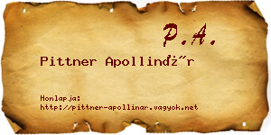 Pittner Apollinár névjegykártya